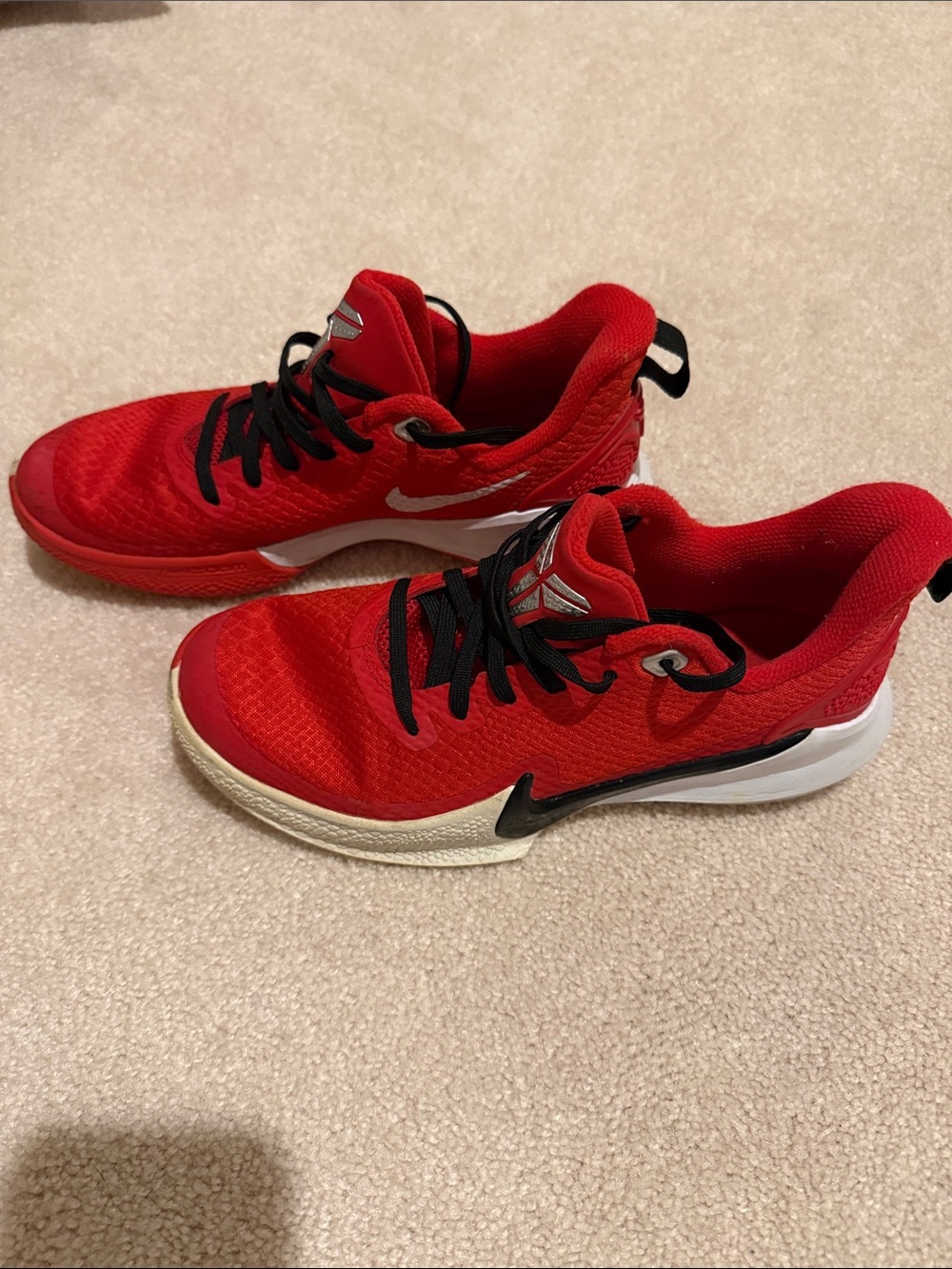 Nike Red Kobe Basketball Sneakers with Black Laces
